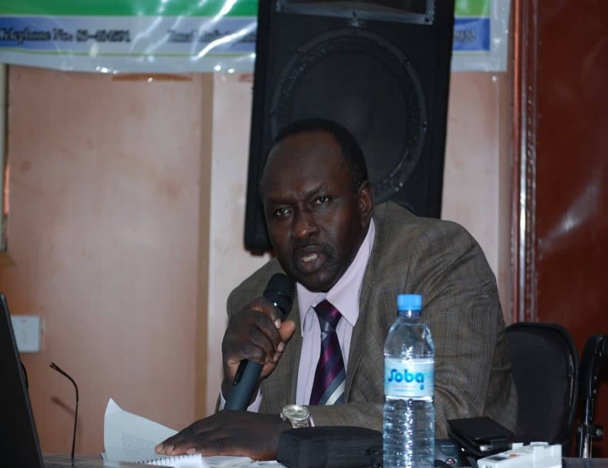 Justice Africa representative speaking at an event